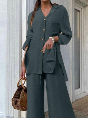 Conjunto Casual de Dos Piezas para Mujer con Bolsillos