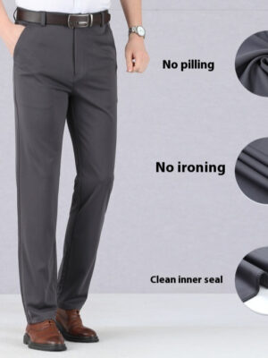Pantalon d’été en soie glacée pour homme d’âge moyen