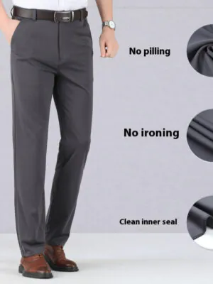 Pantalon d’été en soie glacée pour homme d’âge moyen