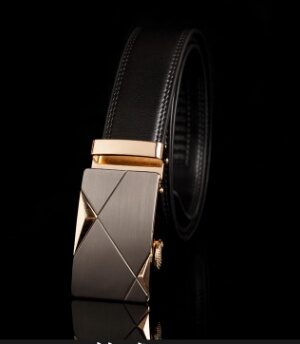 Cinturón Automático de Cuero para Hombre con Hebilla Dorada