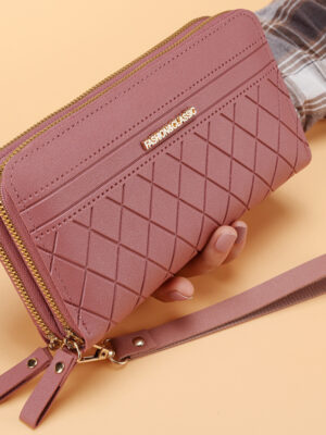 Billetera Larga Simple y elegante de Doble Cremallera