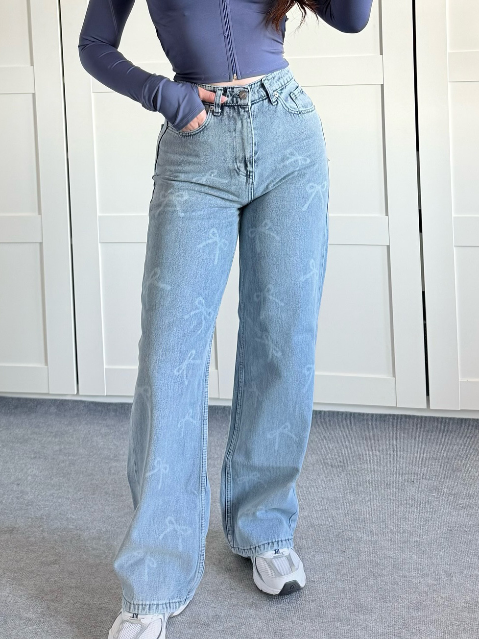 Jeans Elegantes Relajados con Lazo