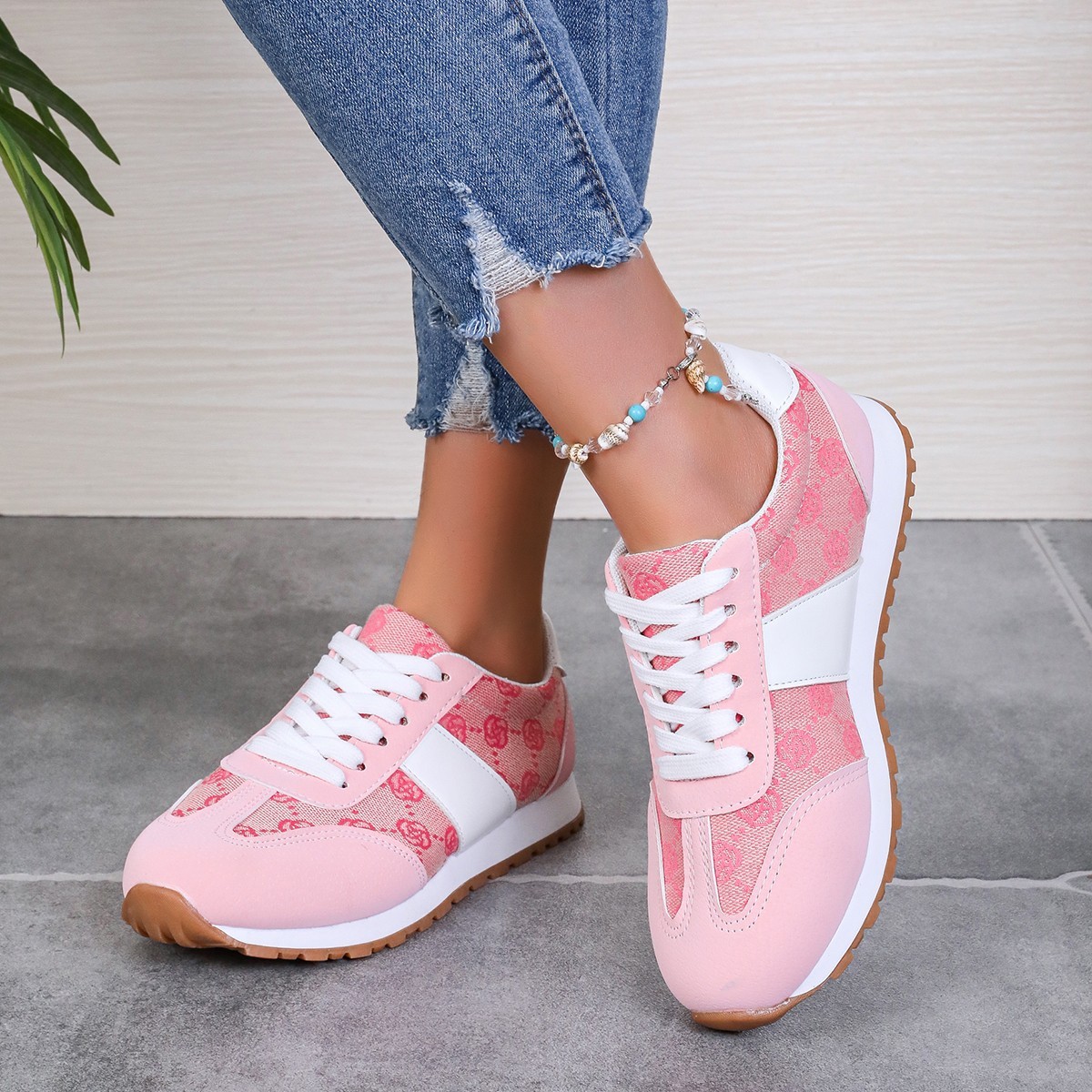 Zapatillas Oversized Casual con Detalle Floral y Cordones para Mujer – Image 3