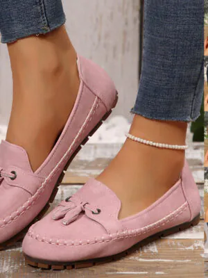 Women's Round Head Loafers Fashion Non-slip Soft Comfortable Flats Shoes