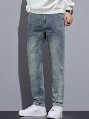 Jeans Denim Vintage de Pierna Recta para Hombre – Estilo Urbano Streetwear