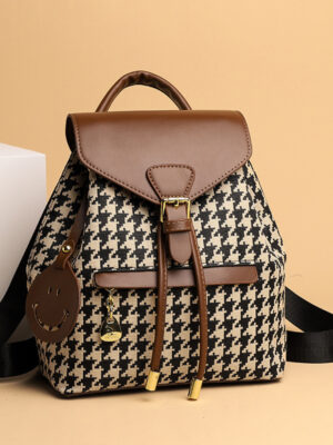 Sac à Dos Femme Motif Pied-de-Poule – Sac de Voyage