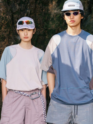 Camiseta Deportiva Patchwork de Manga Corta para Hombre