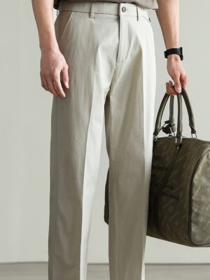 Pantalon droit homme en coton mélangé : confort élastique et élégance moderne