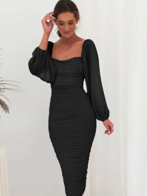 Vestido de Moda para Mujer con Encaje y Costuras