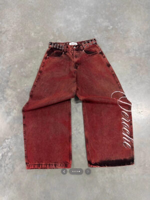 Jeans Vintage Y2K con Bordado y Detalles Metálicos para Mujer