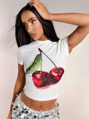 Women’s Casual Cherry-Print Top