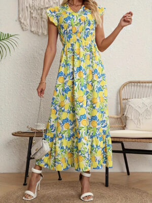 Elegant Style Polyester A-line V-neck A-line Dress