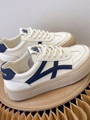 Zapatillas Plataforma Blancas Casual Retro con Diseño Multicolor para Mujer