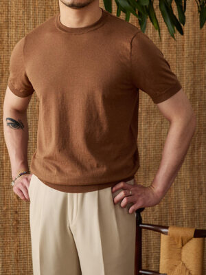 Camiseta de Verano Transpirable de Algodón Tencel para Hombre