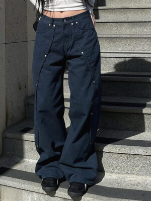 Jeans Irregulares Sueltos de Corte Recto para Mujer