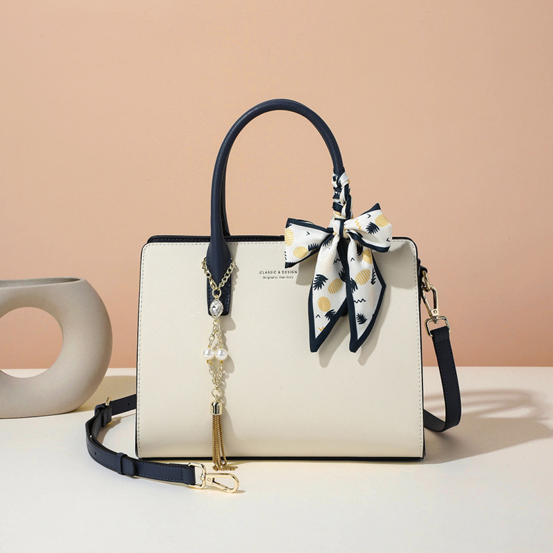 Bolso bandolera de cuero genuino premium con diseño espacioso y costura patchwork – Image 3