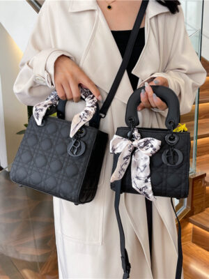 Silk Scarf Three Grids And Four Grids Small Square Bag