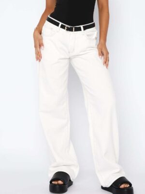 Jeans de Cintura Alta de Pierna recta para Mujer