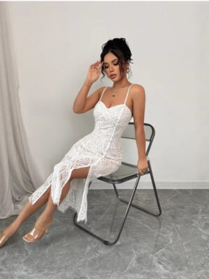 Robe de soirée femme à sequins avec col en V, robe formelle